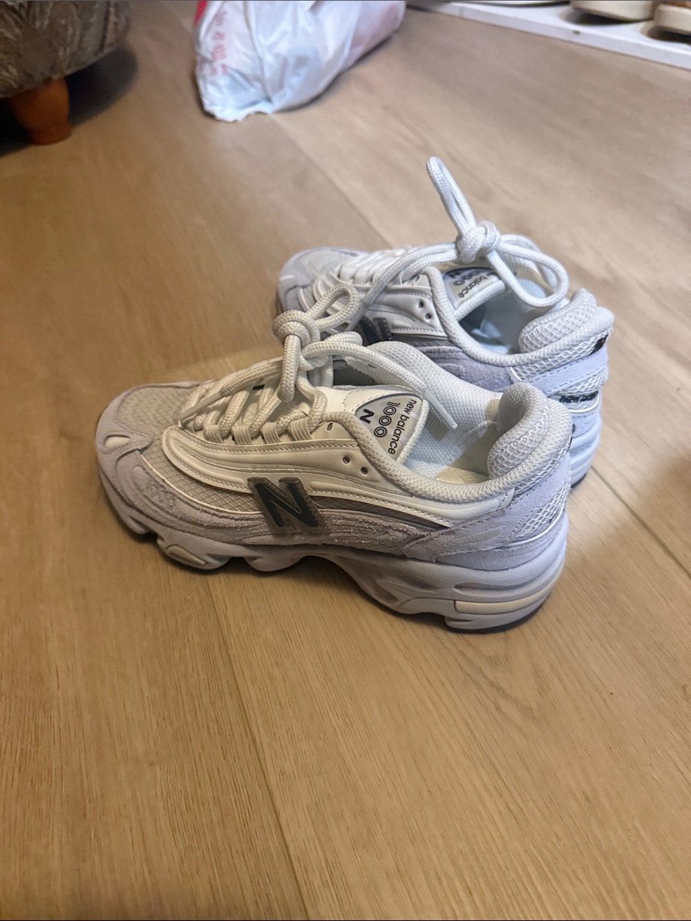 New Balance Kids White/Light Gray Athletic Sneakers